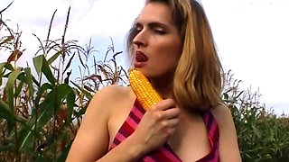 Massive Corn Cob Stretching Gaping Pussy Wide Open Outdoors