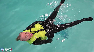 Neoprene Lust: Inflatable Snorkel Vest Pleasure in the Pool
