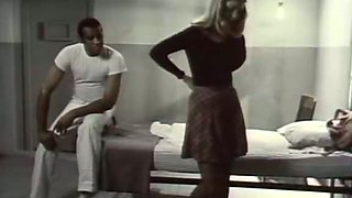 Nude blonde gal allows a black man to touch her pussy indoors