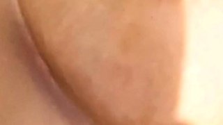 Amateur young brunette enjoys dildo on solo masturbation