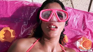 Tony's Wet Latina Desire in a Wild Outdoor Pool Romp