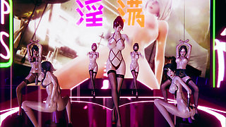 Promiscuous Nightclub 3 Tee Group P Meat Urinal Lewd Screaming Creampie Black Silk High Heels