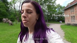 Norwegian Vlogger Norage Solo Oslo Outdoor Masturbation with Big Natural Tits & Dildo