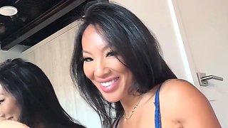 Hot brunette big boobs toying pink pussy