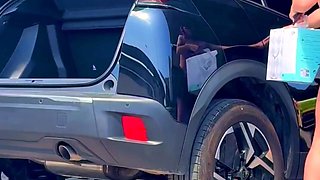 Public Upskirt: Luna Bends Over and Reveals Her Butt with a