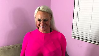 Beautiful blonde nanny and big boobed blonde MILF get pumped