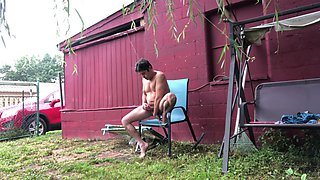 Risky outdoor pissing and kinky nude play