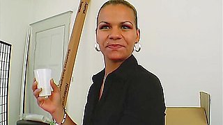 A German Secretary Gets Pounded By Three Hard Cocks