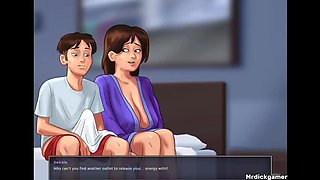 Stepmom Makes Stepson Cum on Her Big Tits in Summertime Saga 3D Animation
