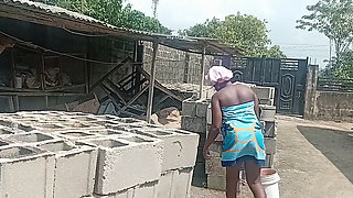 Sexy Village Girl Bath Outside the Compound