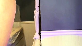 Brunette Tranny jerking in hard dick in solo Webcam