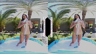 Busty Co-ed Ashly Anderson comes over after school to fuck you poolside