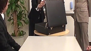 Japanese secretary gets boned and filled with cum by more men at a business meeting