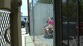Fucking behind a dumpster with a smoking hot blonde girl