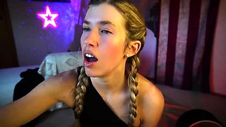 Cute amateur brunette naughty in solo jerking show on camera