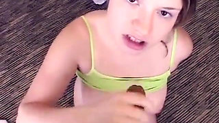 Baby face slut seduce and blow dude's cock while recording her