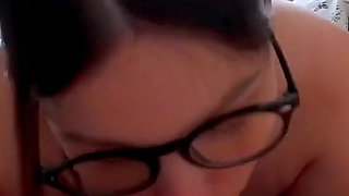 Secretary Comes to Boss Hotel Room on a Business Trip to Suck His Cock