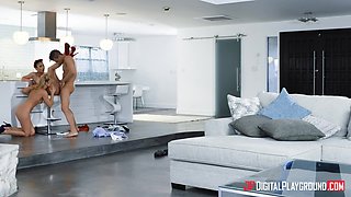 Spicy teen and MILF threesome exciting sex video