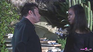 A Guy with a Big Cock Is Cheating Her Wife with a Black Babe Outdoor
