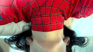 Emily Oram Blows A BWC In Her Spidey Suit
