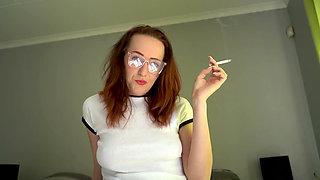 Hot Girl Smoking in Tight White Top