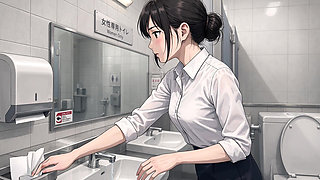 Office lady nude in the women's office restroom