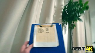 Debt4k. russian brunette with petite Natural Tits was caught smoking ciggies in her room and penalized for that