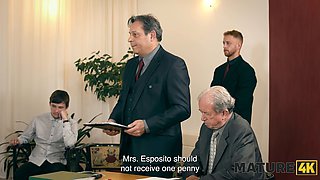 Watch as mature Elle with huge natural tits gets fucked by her gardener in doggy-style and ends up in court