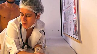 Hard boner during a check-up in front of her cocky patient