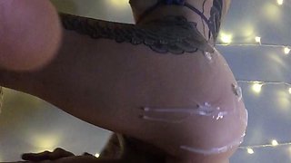 Amateur brunette chick toying her ass and pussy on webcam