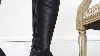 Shoe Collection: Black Leather High Heel Boots - Dame Olga