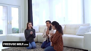 Freeuse milf - three splendid housewives are glad to satisfy their hubby anytime and anywhere