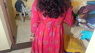 Housewife showing cute breast for her step brother