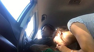 Hot interracial blowjob outdoors