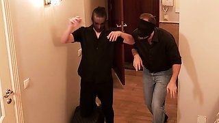 Three thieves robbed the pussy of a nympho MILF. Gangbang