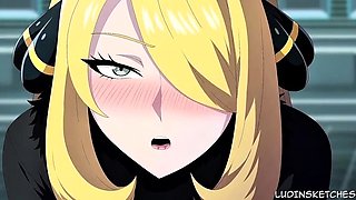 Cynthia serving the new champion