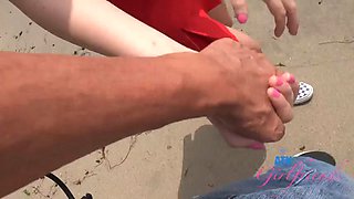 Romantic trip to the beach with Dez Hansen and fucking her tight pussy POV in the car: Porn