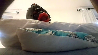 Laura throatfucked with a big lips gag has to swallow a huge load of cum