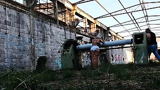 Blonde amateur girl outdoor action with cumshot