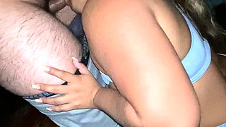 POV blowjob footjob handjob with Karla Kush eating cum