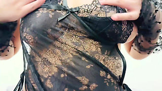 My Stepson Bought Me a Sexy Lingerie and I Try It in Front of Him