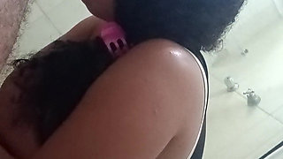 LATINA FUCKING HER THROAT DEEP INSIDE COCK IN A BATHROOM