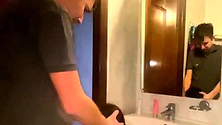 Fucked Friend's Big-Tit Girl in Bathroom Before Work
