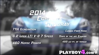 Hottie babes washed blue Corvette Stingray