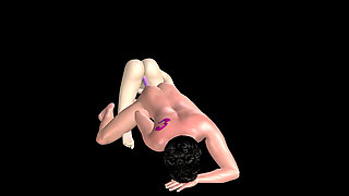 Animated 3D Porn - Beautiful Girl and Asian Man Double Dildo Doggy While Man Stroking