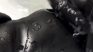 two women fetish latex asslicking and anal mff