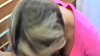 Mature Blonde Amateur's Blowjob and Cum Swallowing