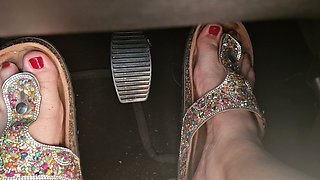 Heavy Traffic Pedal Pumping in Boho Slides: Low-cut Ethnic Dress POV