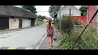 Red Riding Hood flaunts her tight pussy in Steve Q's car in POV