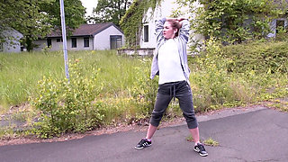 Sexy couple gets into the outdoor sex right after their daily routine,yoga and jogging